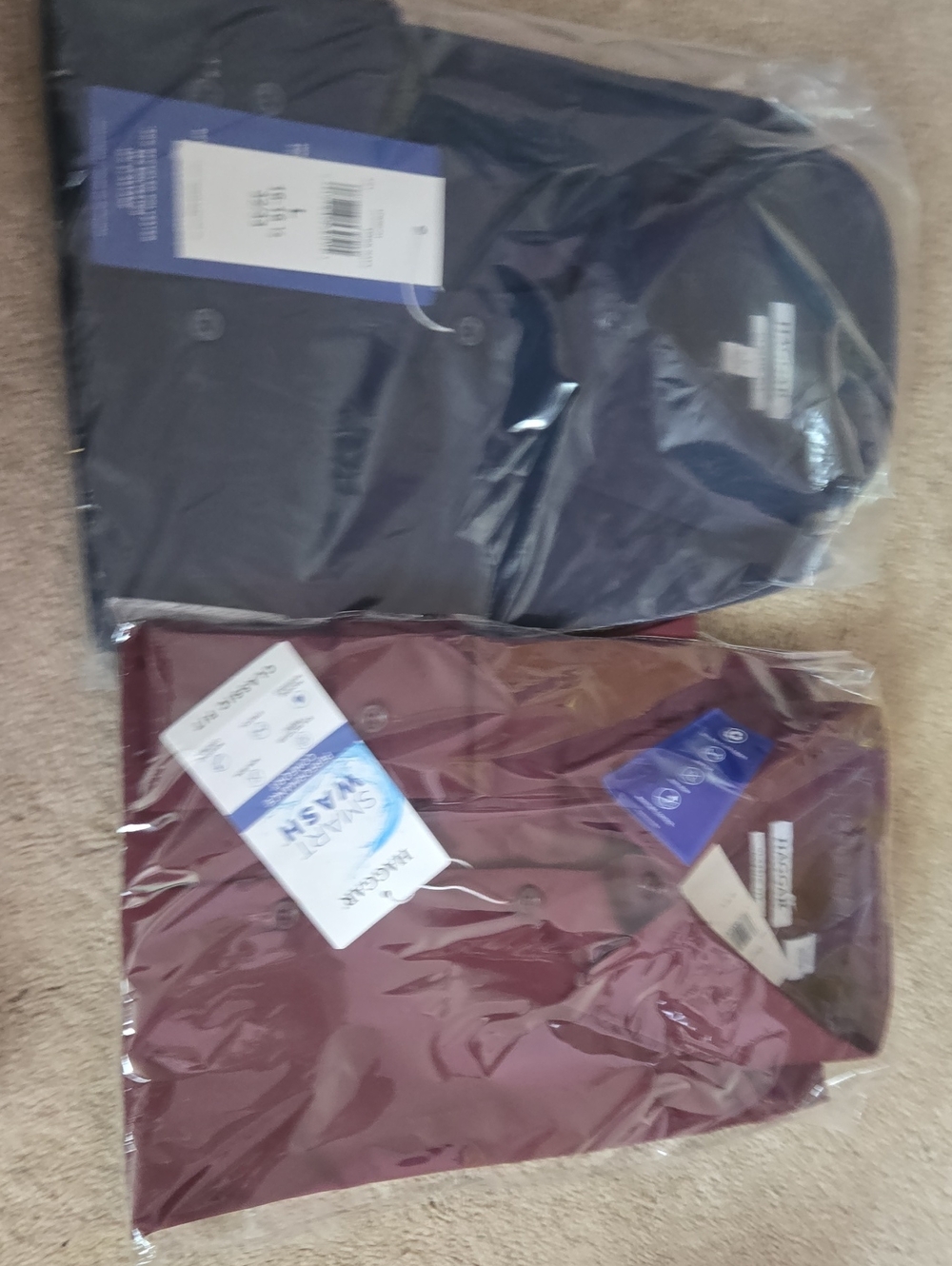 Men's Haggar Dress shirts NWT - Navy and Burgundy Large 16-16 1/2